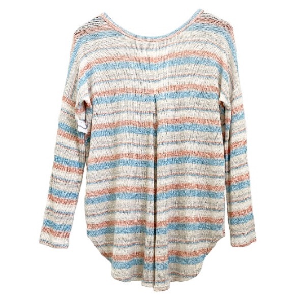 SADIE & SAGE Multicolored Stripe Hi-Low Long Sleeves Knit Top Size S NEW - Picture 6 of 14